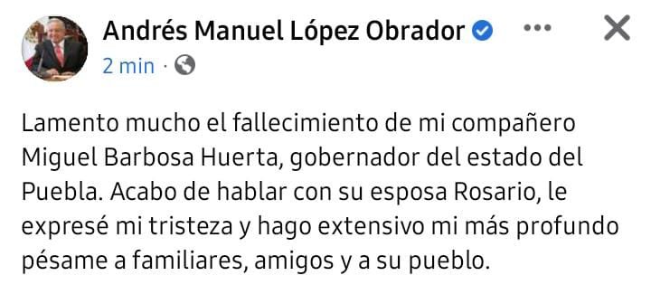 twitter amlo muerte barbosa