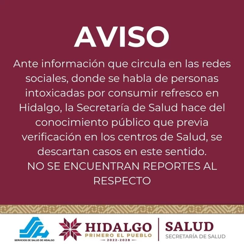 Autoridades de salud en Hidalgo emitieron un aviso este miércoles