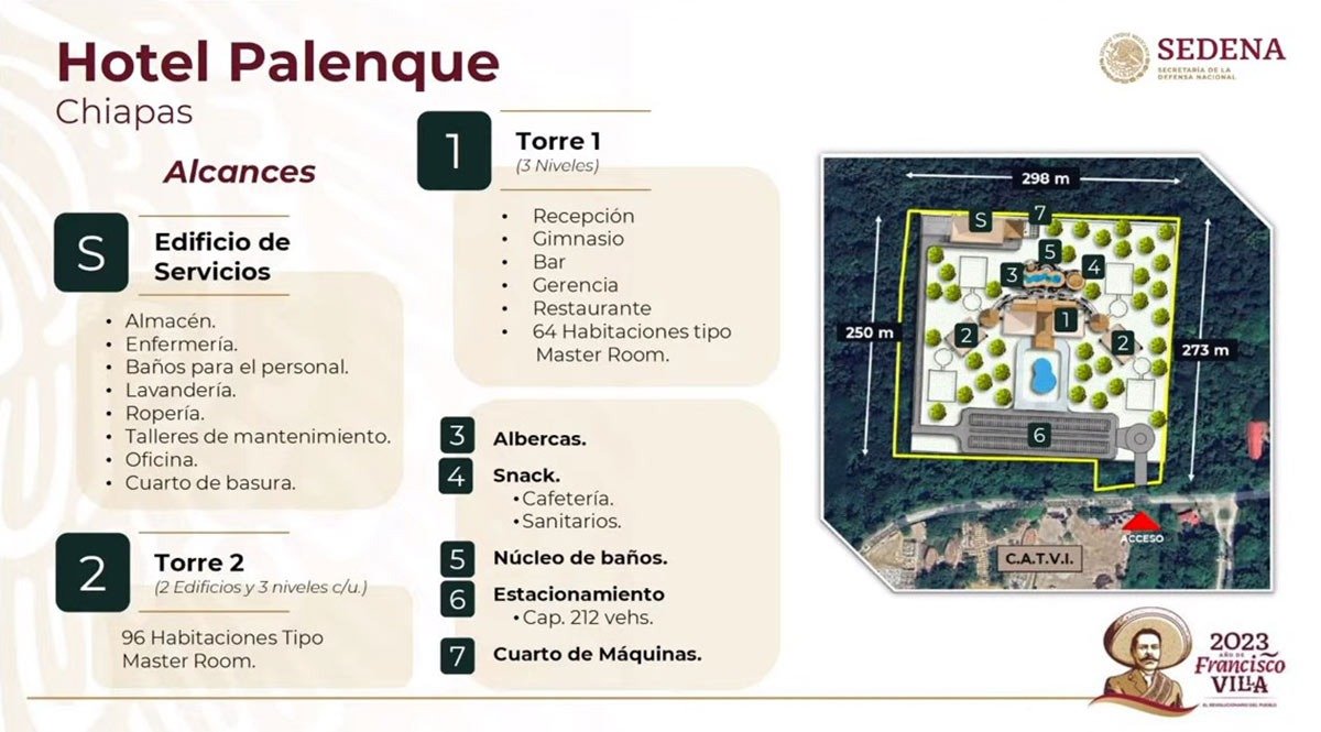 El pasado 11 de enero inició la construcción del hotel cerca de la zona arqueológica de Palenque, ante el trazo del Tren maya que pasará por la zona. Foto: Captura